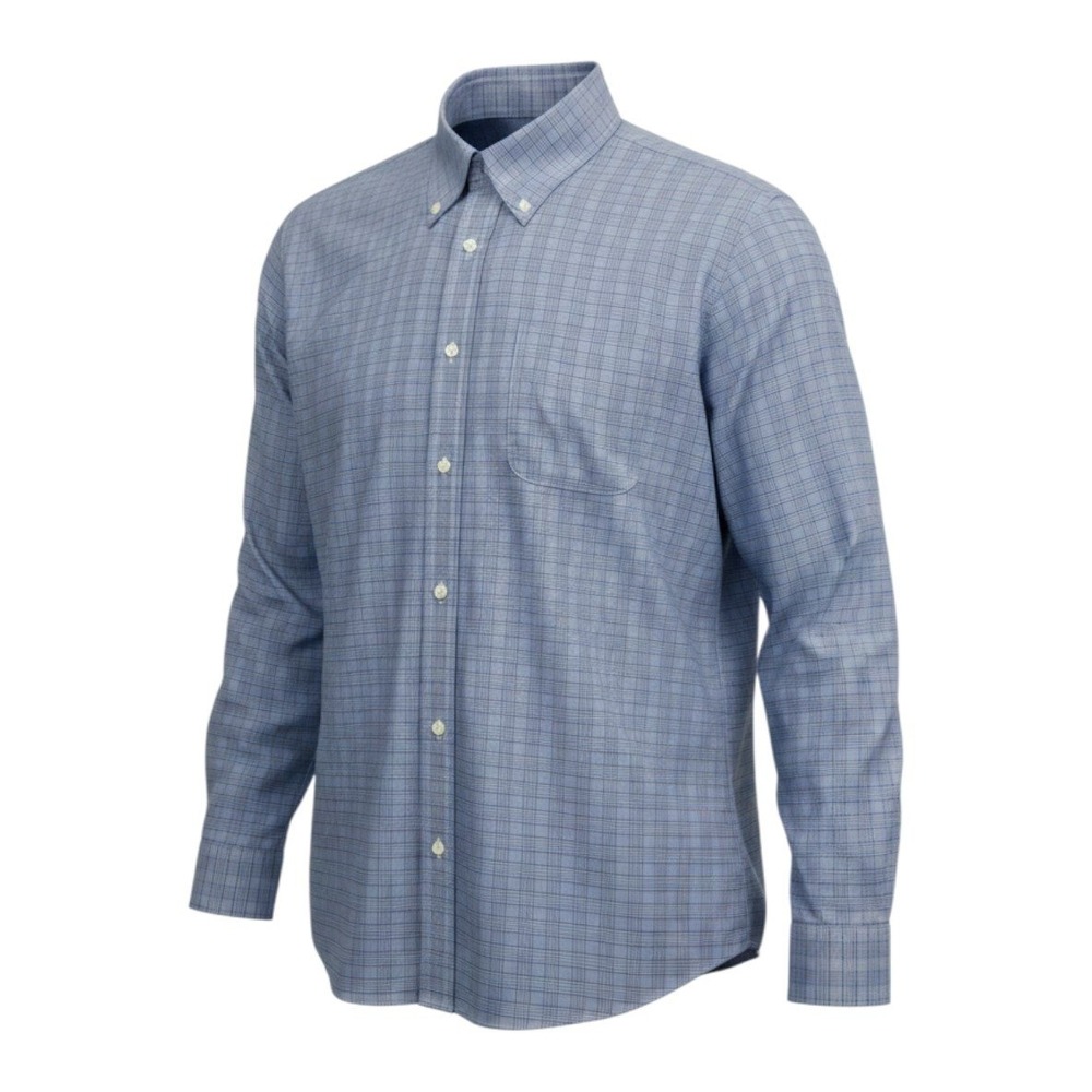 Brooks Brothers Slim Fit Non-Iron Stretch Shirt Blue Glen Plaid‎ Mens 16.5 34